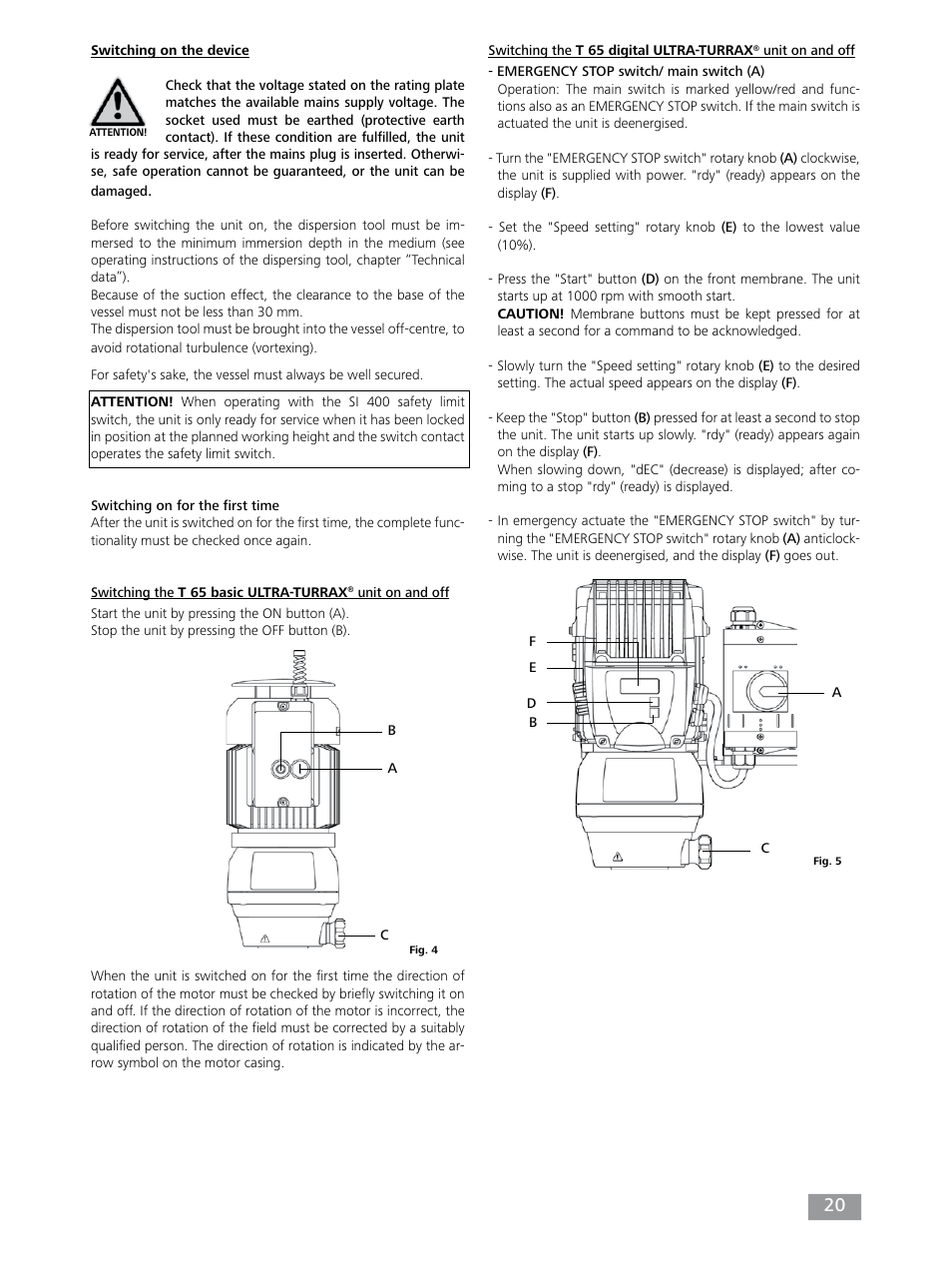 IKA T 65 digital ULTRA-TURRAX User Manual | Page 20 / 100