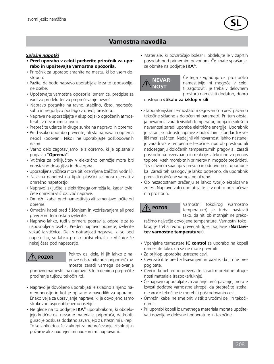 Varnostna navodila | IKA HBC 10 control User Manual | Page 208 / 232