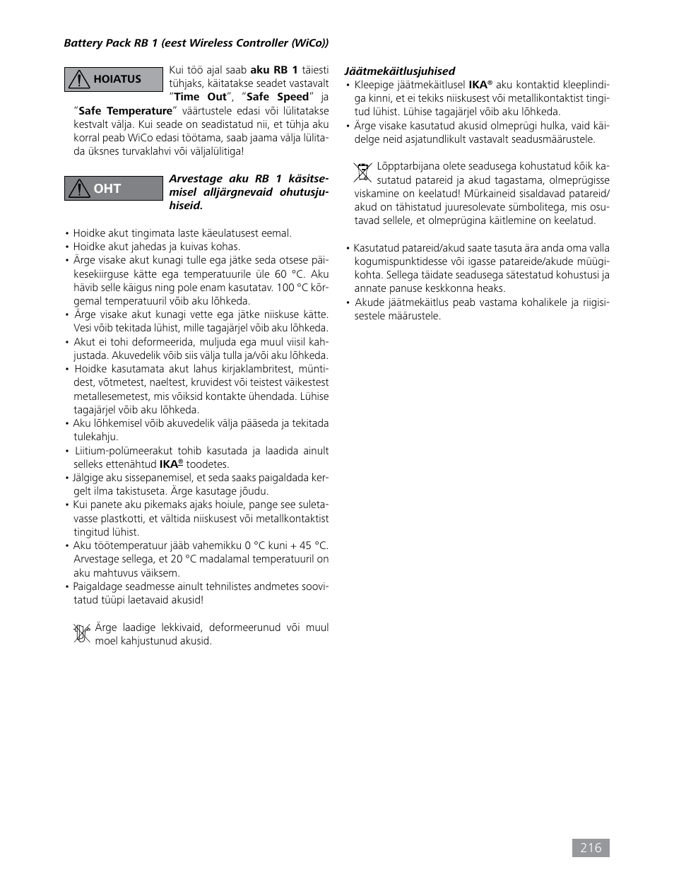 IKA HBC 10 control User Manual | Page 216 / 232