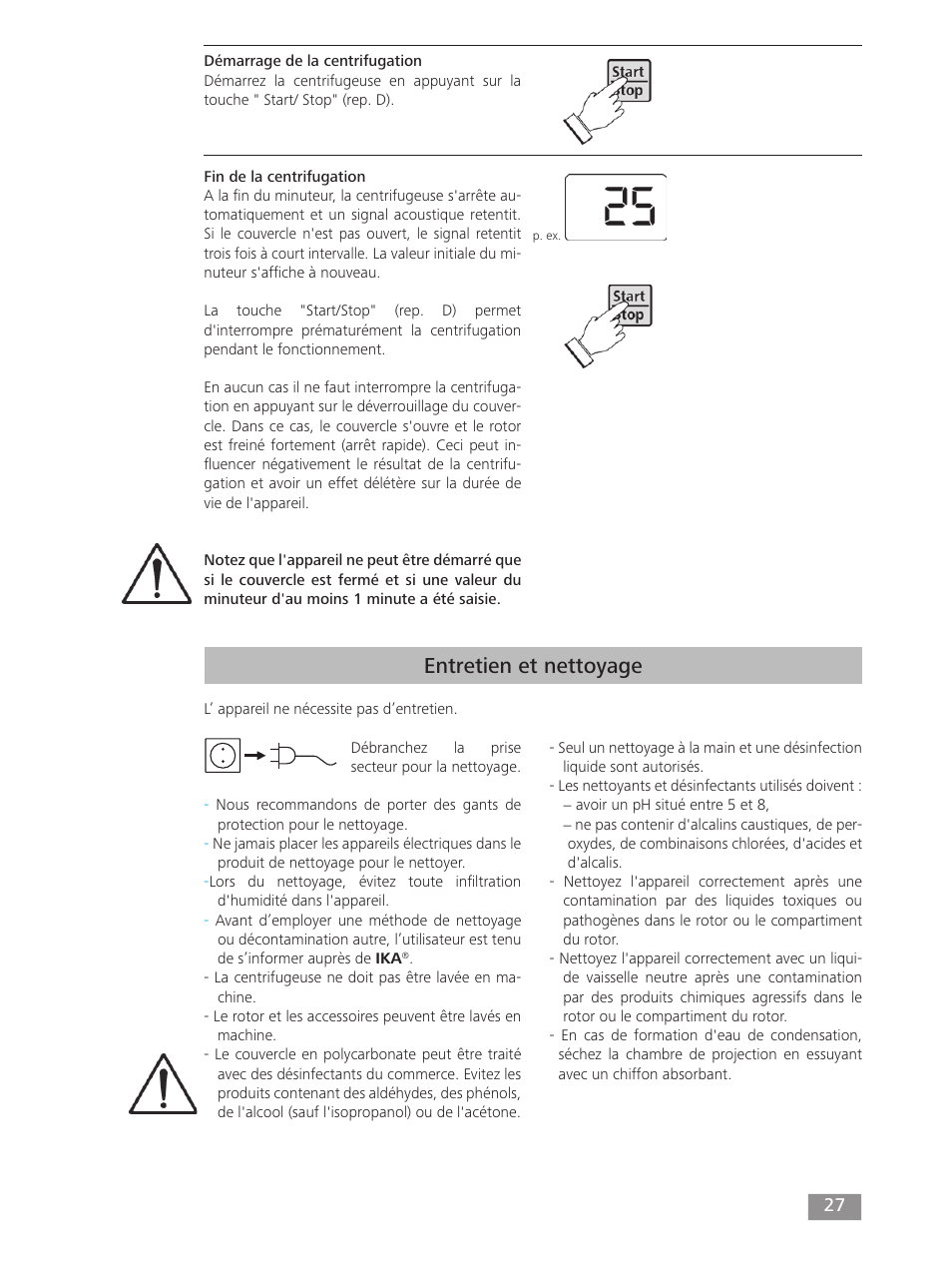 Entretien et nettoyage | IKA mini G User Manual | Page 27 / 72