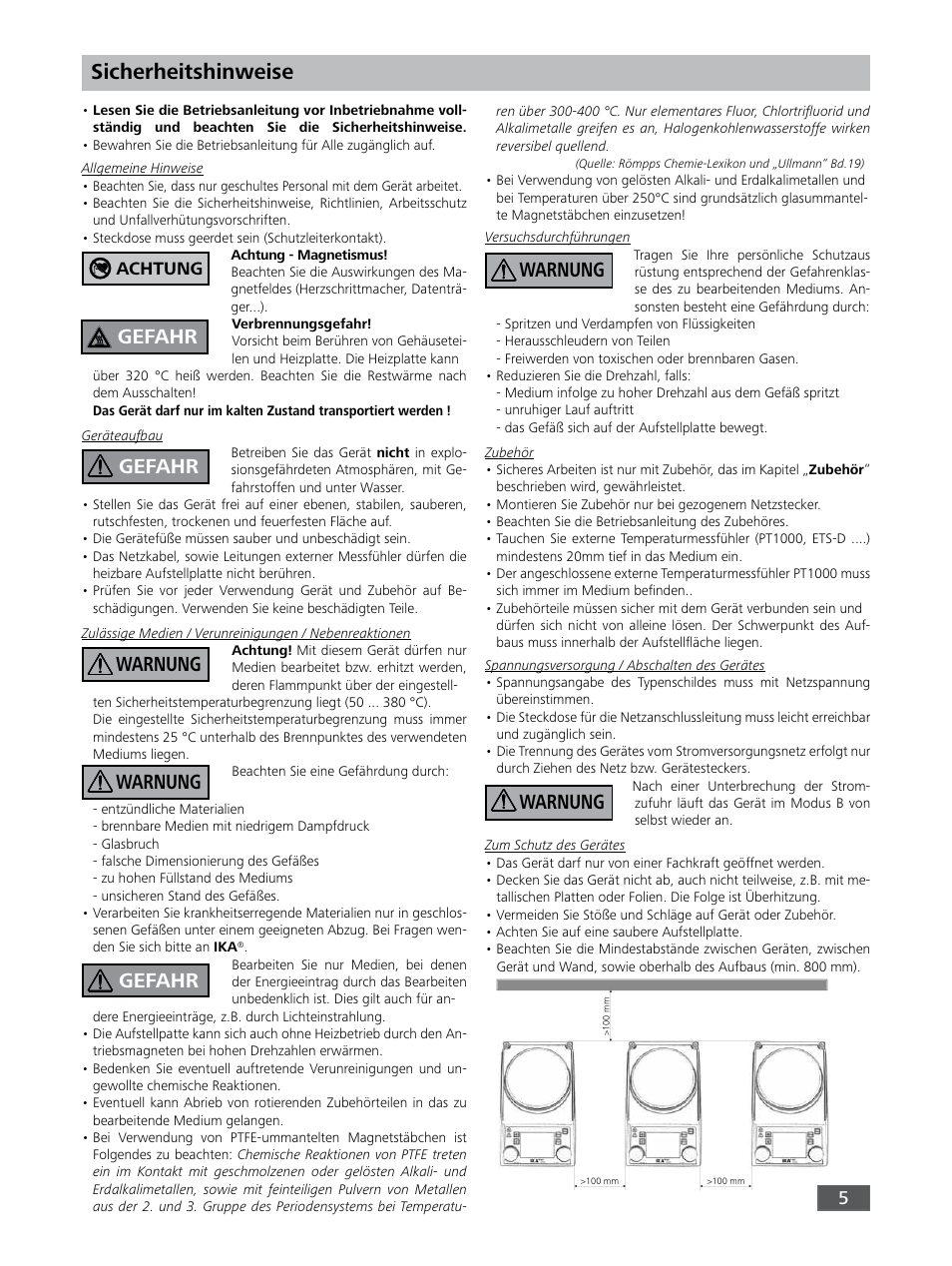 Sicherheitshinweise, Gefahr, Warnung gefahr warnung warnung gefahr warnung | Achtung | IKA RET control-visc User Manual | Page 5 / 88