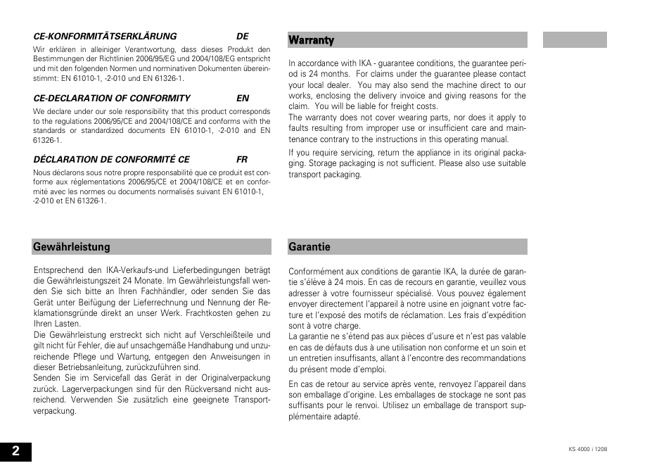 IKA KS 4000 ic control User Manual | Page 2 / 84