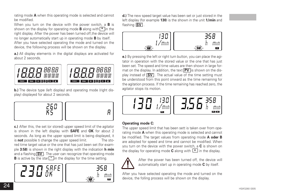 260 ks a, Safe, I30 i | IKA KS 260 control User Manual | Page 24 / 56