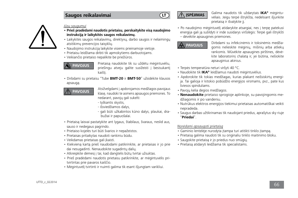 Saugos reikalavimai | IKA ULTRA-TURRAX Tube Drive control User Manual | Page 66 / 72