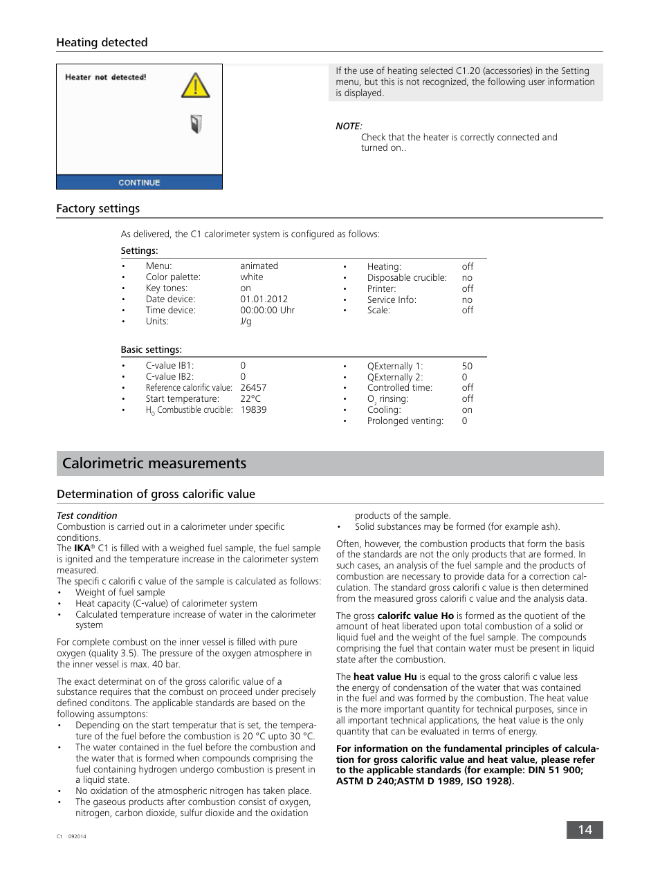 Calorimetric measurements | IKA C 1 Package 1/10 User Manual | Page 14 / 44
