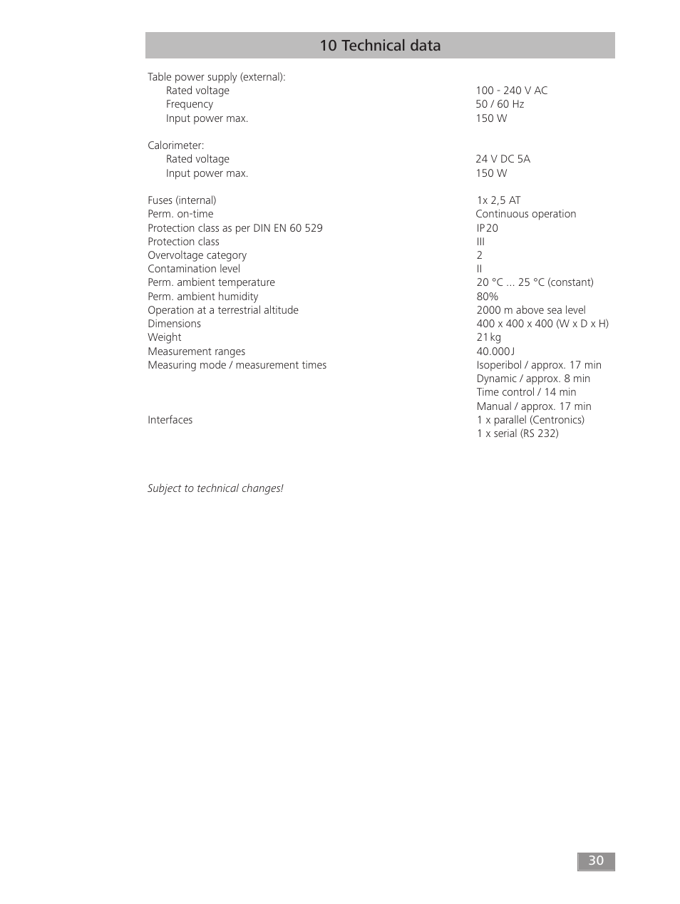 10 technical data | IKA C 200 User Manual | Page 30 / 32