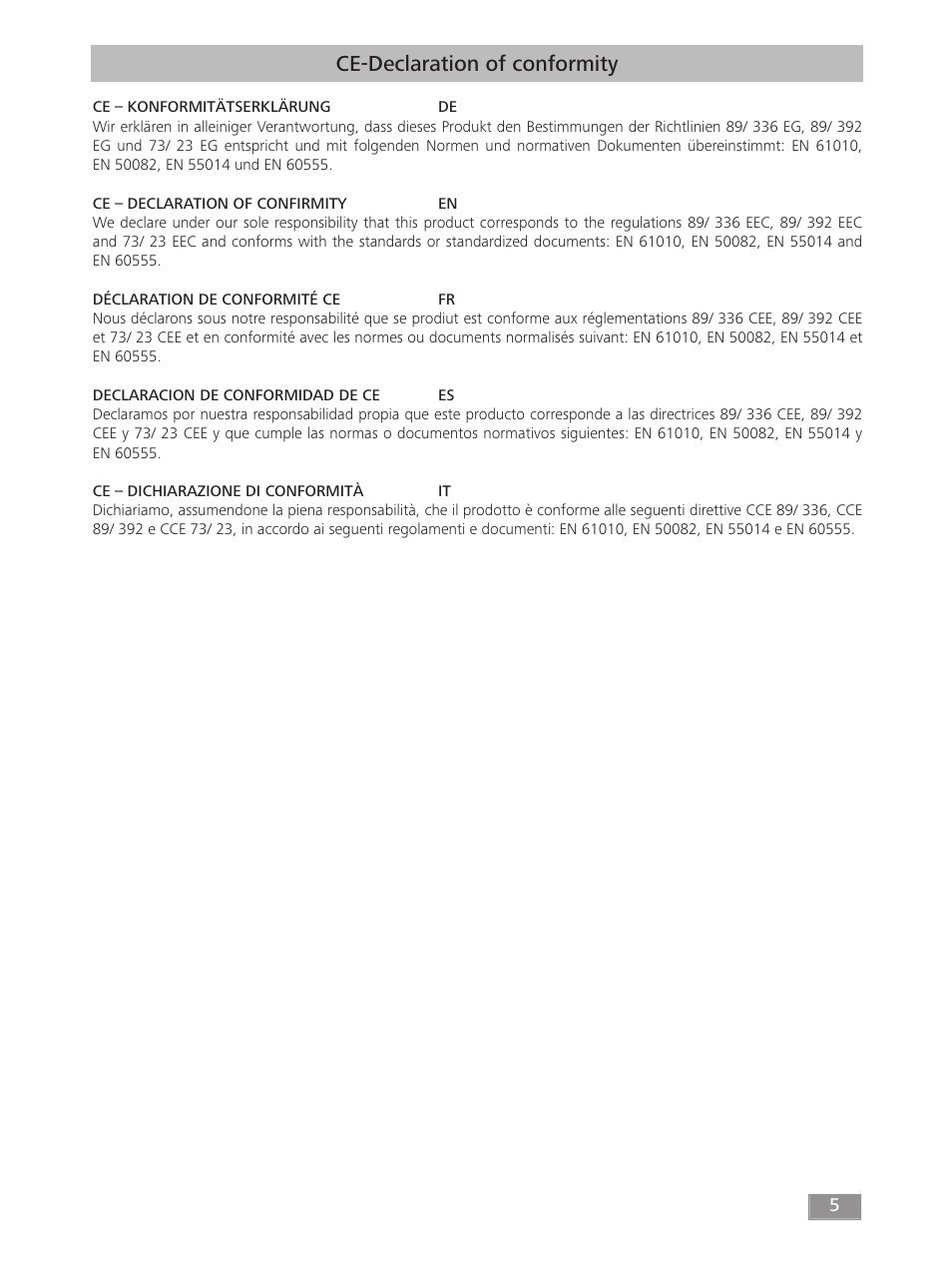 Ce-declaration of conformity | IKA C 200 User Manual | Page 5 / 32