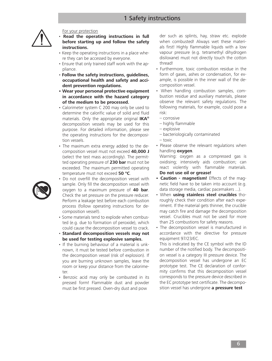 1 safety instructions | IKA C 200 User Manual | Page 6 / 32