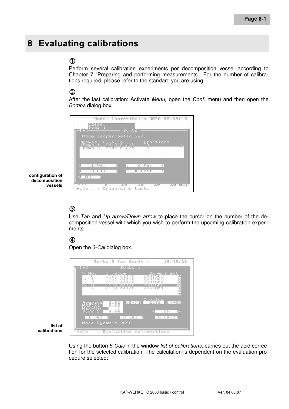 Ydoxdwlqj fdoleudwlrqv | IKA C 2000 control User Manual | Page 57 / 92