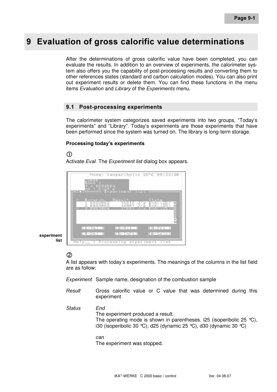 Ydoxdwlrq ri jurvv fdorulilf ydoxh ghwhuplqdwlrqv | IKA C 2000 control User Manual | Page 61 / 92