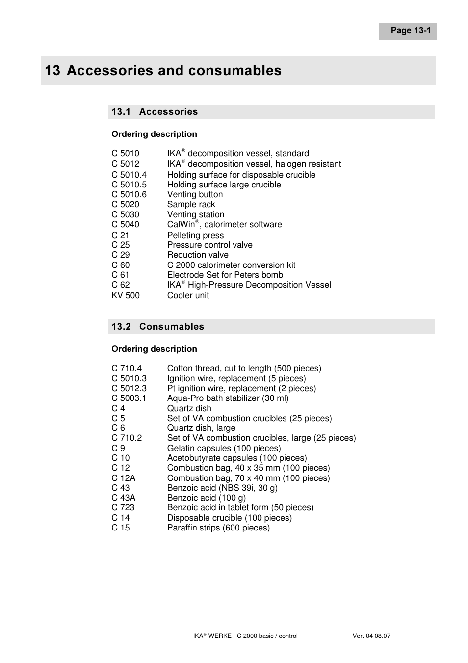 Ffhvvrulhv dqg frqvxpdeohv | IKA C 2000 control User Manual | Page 85 / 92