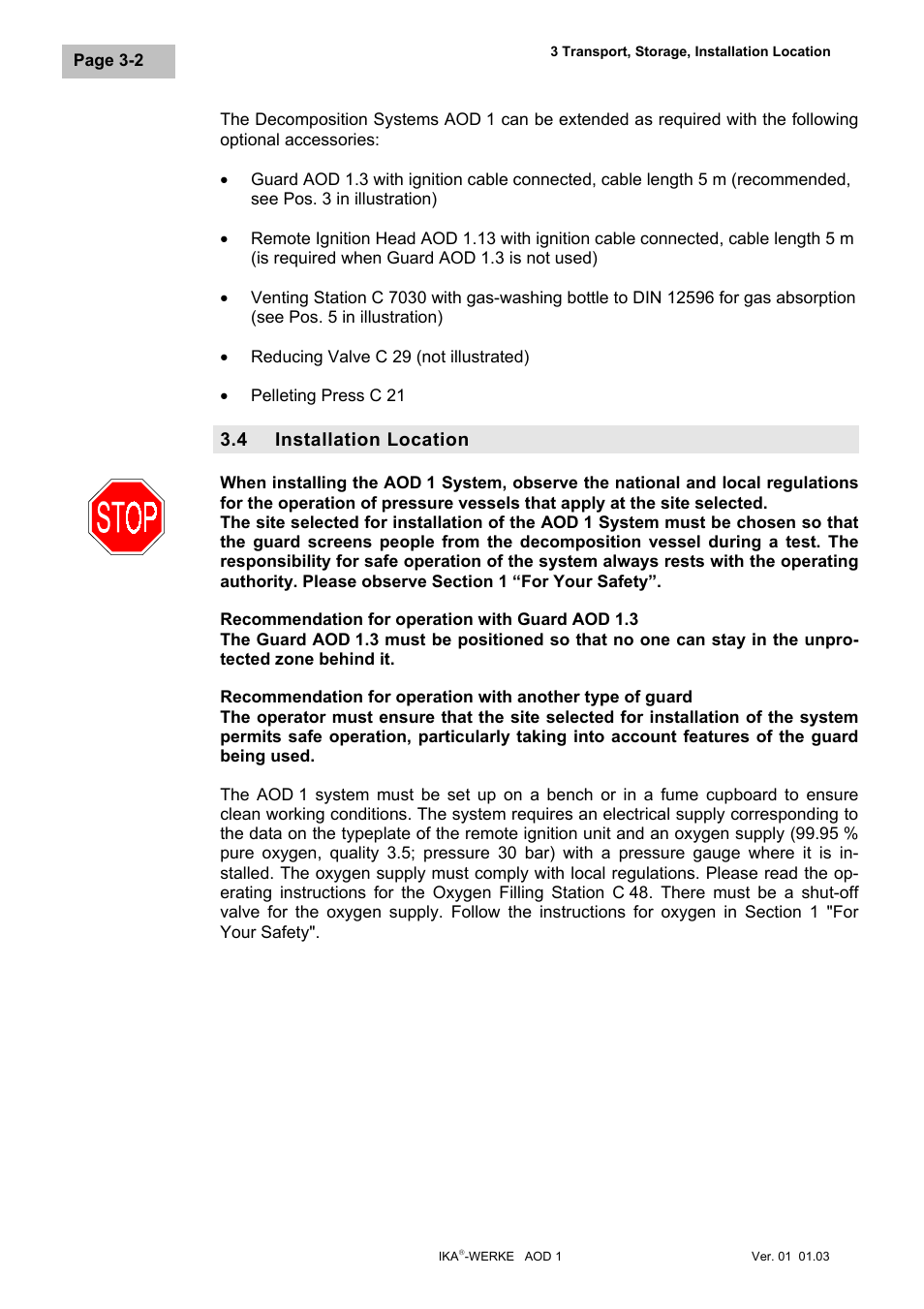 Installation location, Installation location -2 | IKA AOD 1 User Manual | Page 49 / 142