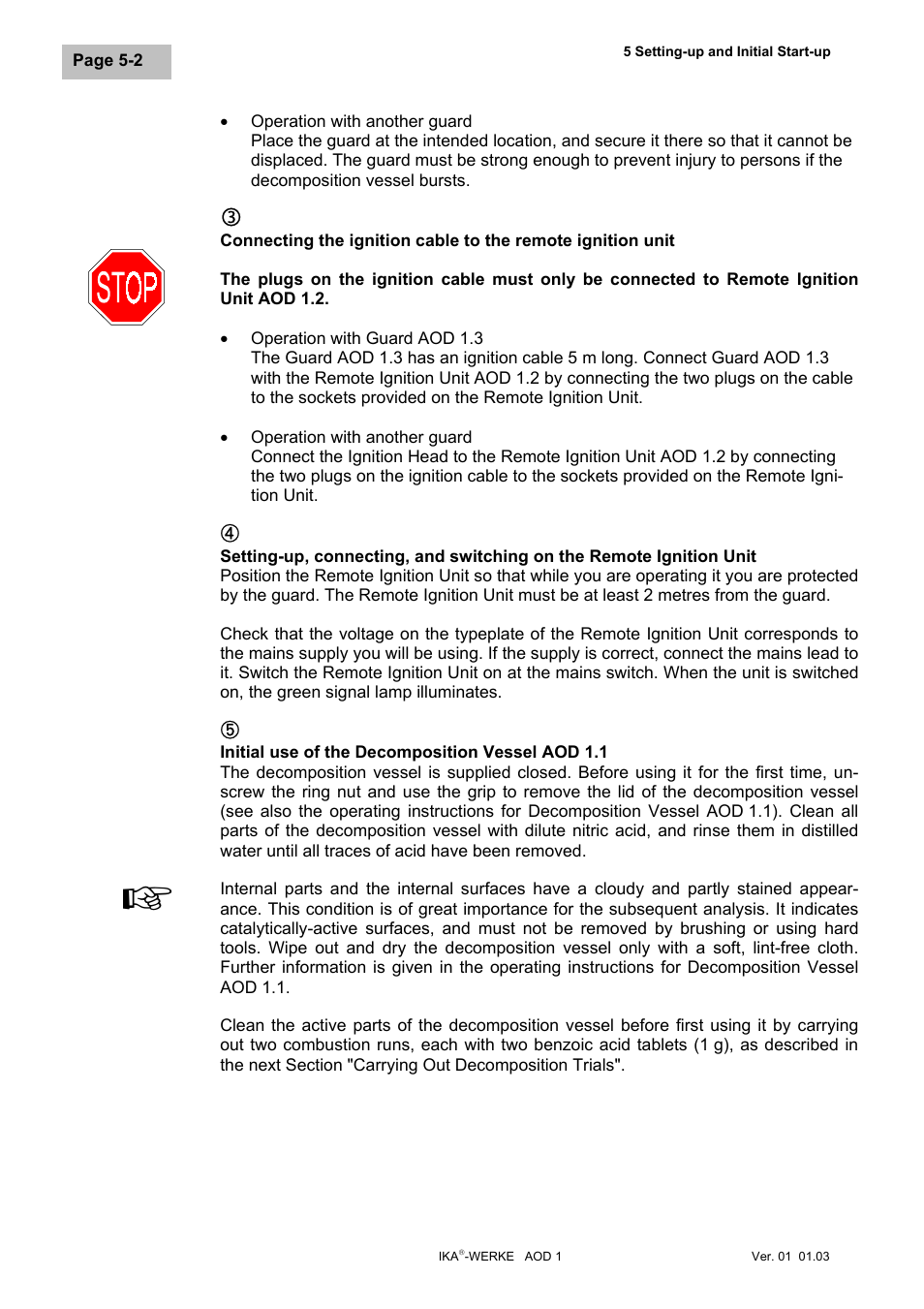 Initial use of the decomposition vessel aod 1.1 | IKA AOD 1 User Manual | Page 53 / 142