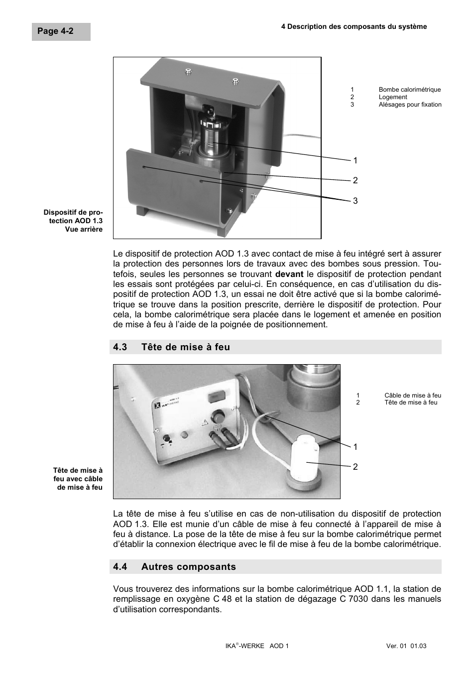 Tête de mise à feu, Autres composants, Tête de mise à feu -2 | Autres composants -2, 3 tête de mise à feu, 4 autres composants | IKA AOD 1 User Manual | Page 84 / 142