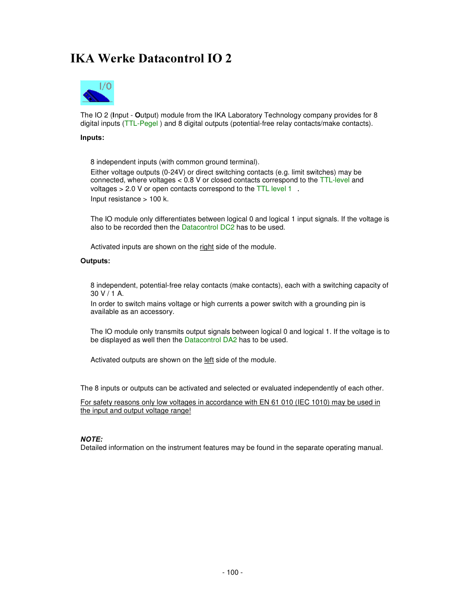 Hunh 'dwdfrqwuro ,2 | IKA labworldsoft User Manual | Page 100 / 158
