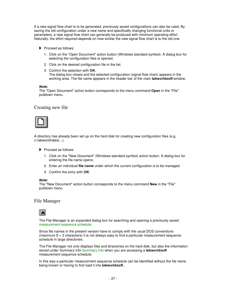 Creating new file, File manager | IKA labworldsoft User Manual | Page 27 / 158