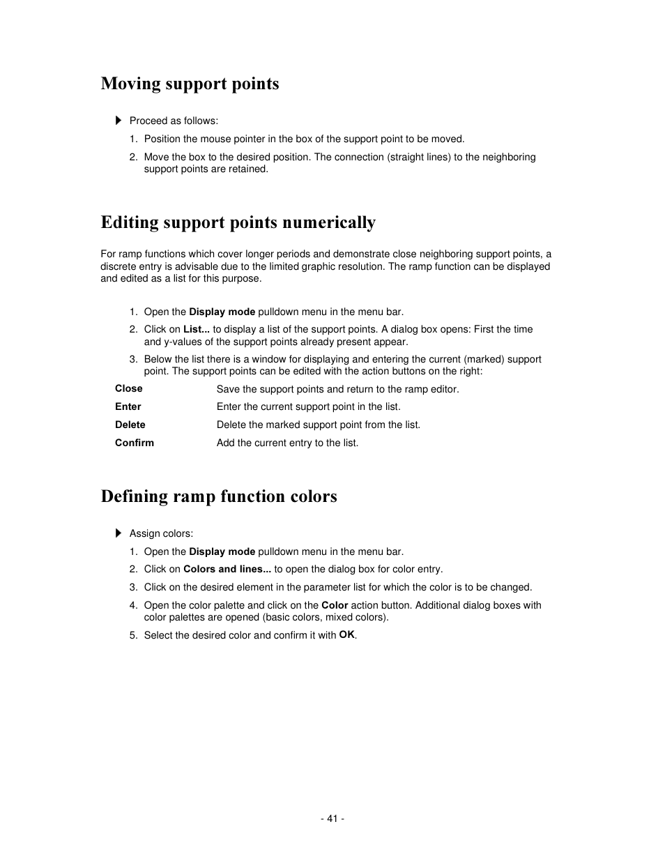 0rylqj vxssruw srlqwv, Glwlqj vxssruw srlqwv qxphulfdoo, Hilqlqj udps ixqfwlrq froruv | IKA labworldsoft User Manual | Page 41 / 158