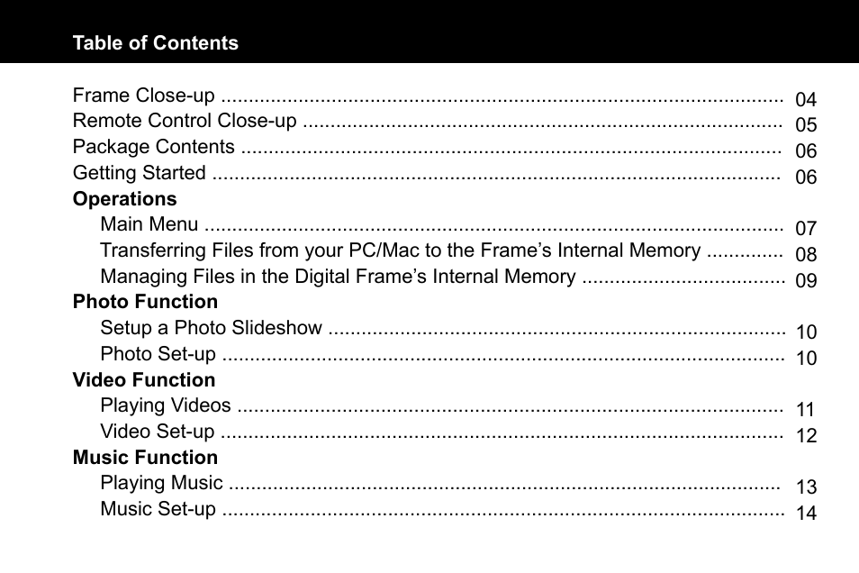 Aluratek ADMPF512F User Manual | Page 2 / 24