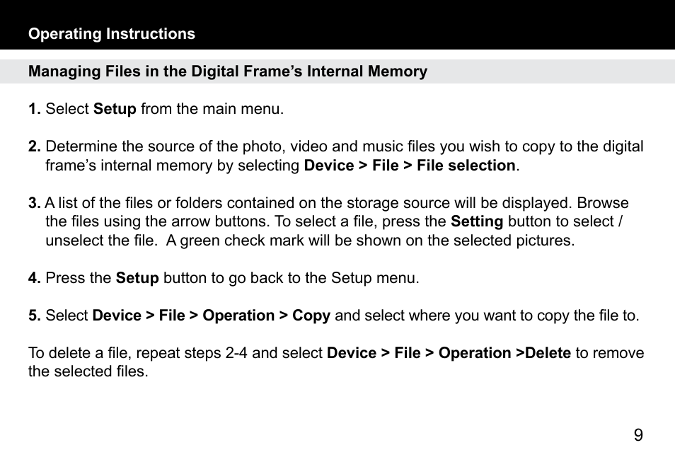 Aluratek ADMPF512F User Manual | Page 9 / 24