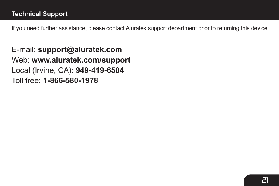 Aluratek ADMPF107 User Manual | Page 21 / 24