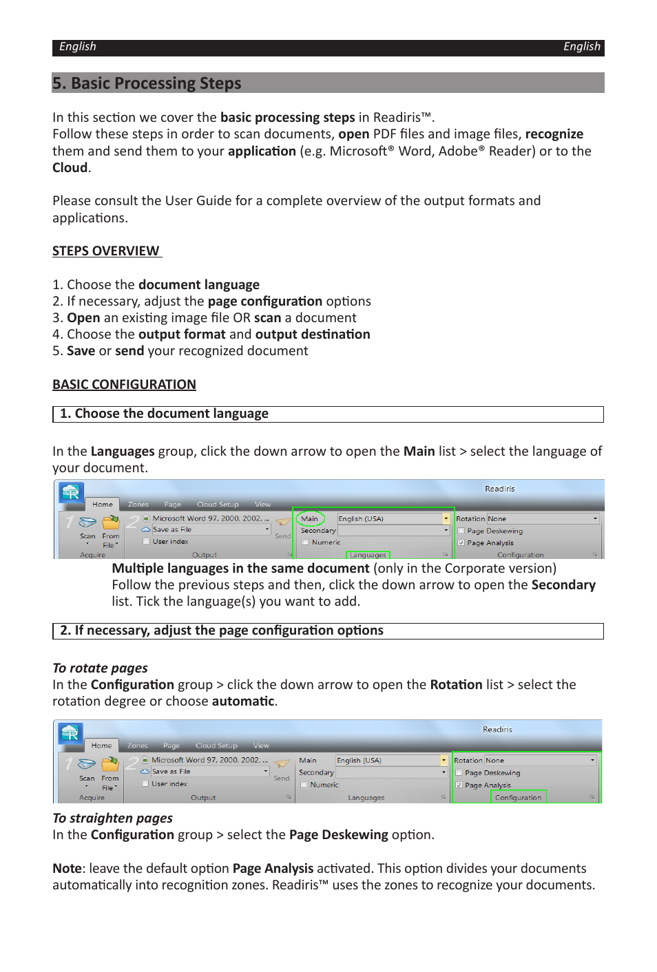 Basic processing steps | I.R.I.S. Readiris 14 for Windows for Windows Quick Start User Manual | Page 4 / 85