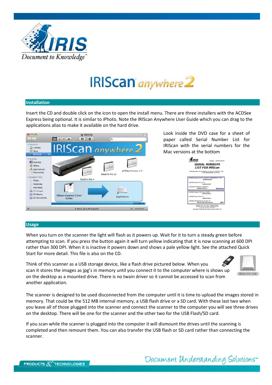 I.R.I.S. IRIScan Anywhere 2 for Mac User Manual | 3 pages