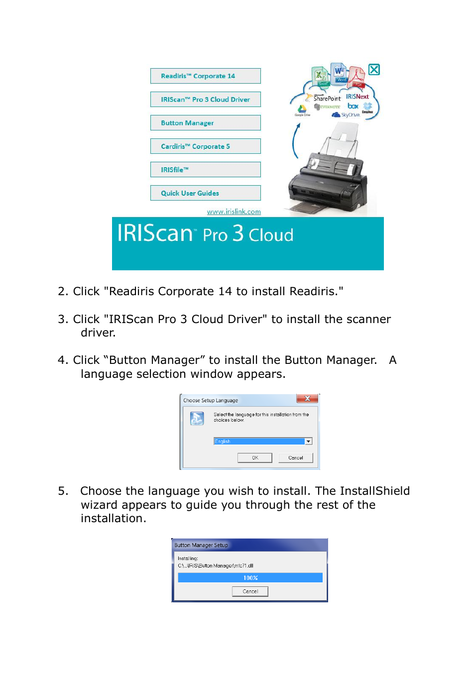 I.R.I.S. IRIScan Pro 3 Cloud Button Manager User Manual | Page 5 / 49