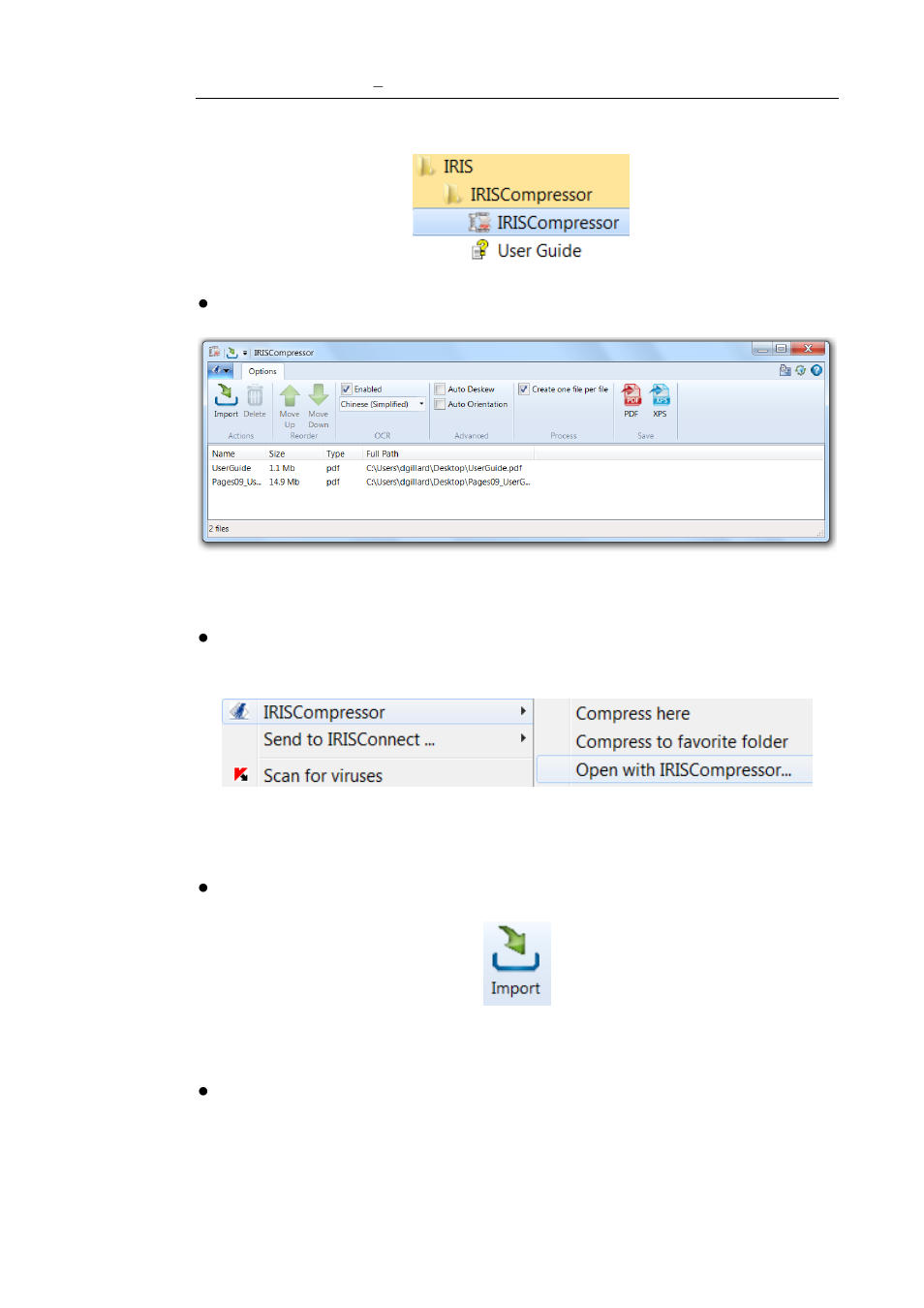 Step 1: importing image and pdf files | I.R.I.S. IRIScompressor Pro Mac User Manual | Page 14 / 21