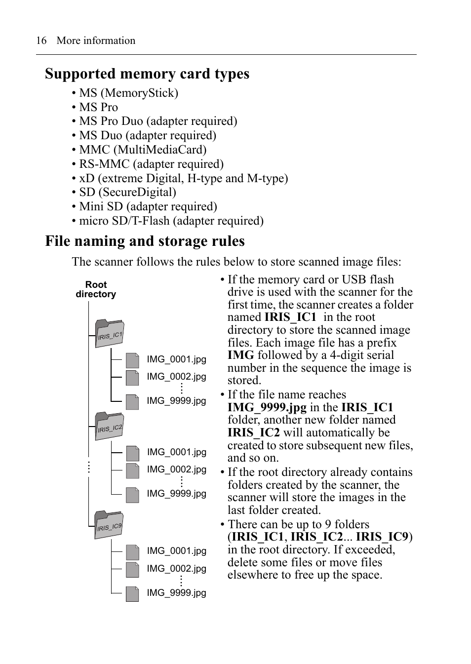 File naming and storage rules | I.R.I.S. RISCard Anywhere User Manual | Page 19 / 25
