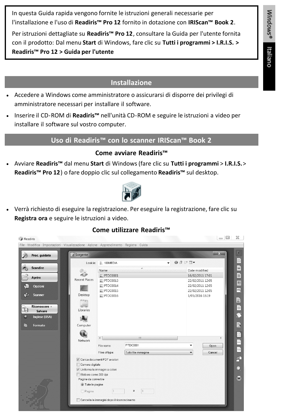 Guida rapida | I.R.I.S. IRISCan Book 2 for Windows User Manual | Page 18 / 37