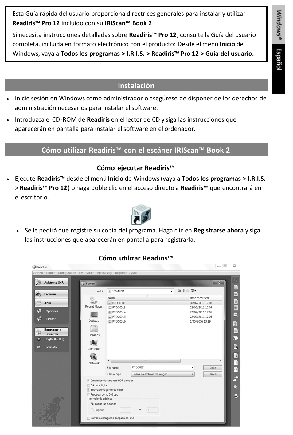 Guía rapida del usuario | I.R.I.S. IRISCan Book 2 for Windows User Manual | Page 30 / 37