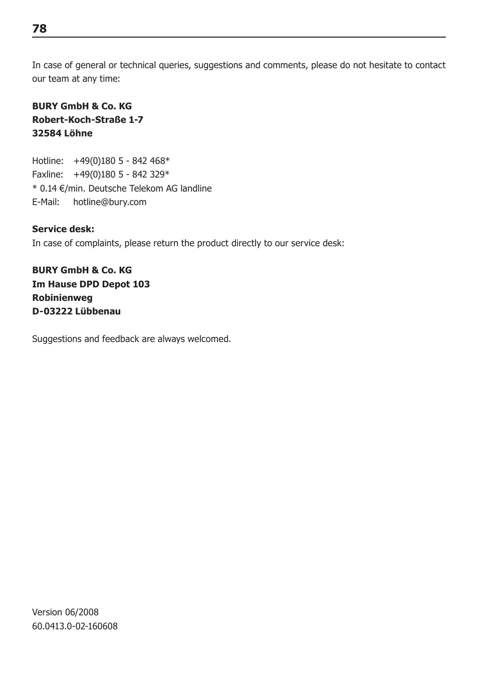 BURY AC-5120 User Manual | Page 78 / 78