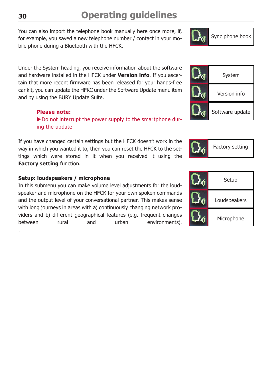 Operating guidelines | BURY CC 9068 USER Manual User Manual | Page 30 / 37