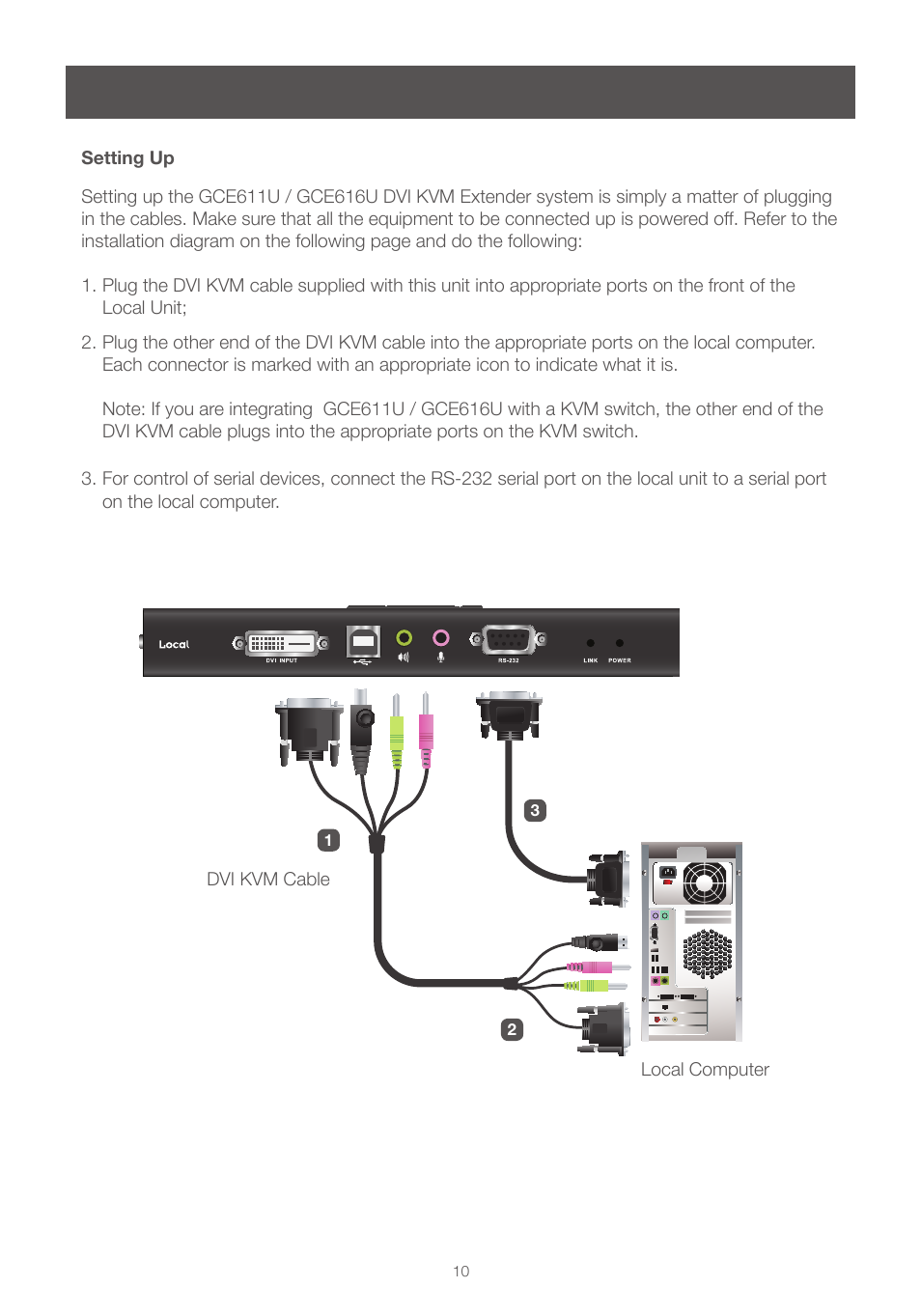 Setting up | IOGear GCE616U User Manual | Page 10 / 20