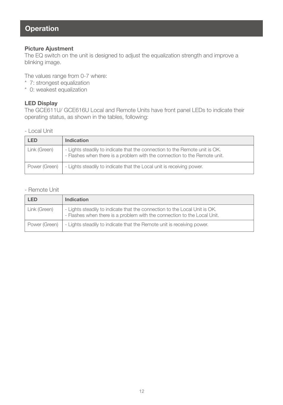 Operation, Operation 12 | IOGear GCE616U User Manual | Page 12 / 20
