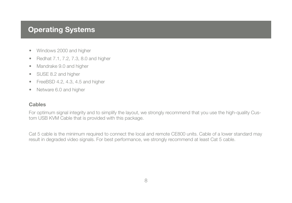 Operating systems | IOGear GCE800W6 User Manual | Page 8 / 66