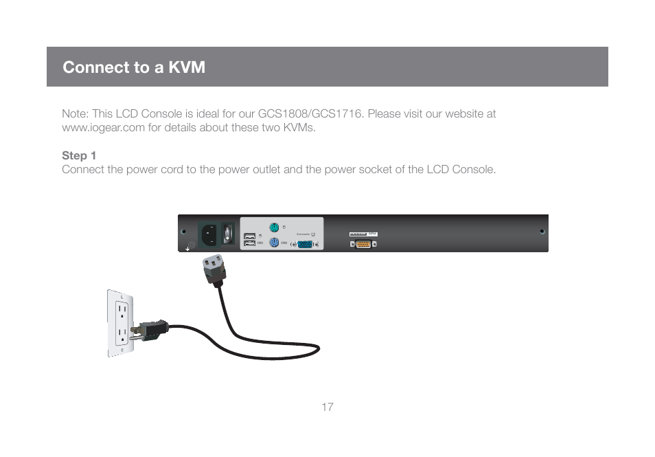 Connect to a kvm | IOGear GCL1800 User Manual | Page 17 / 44