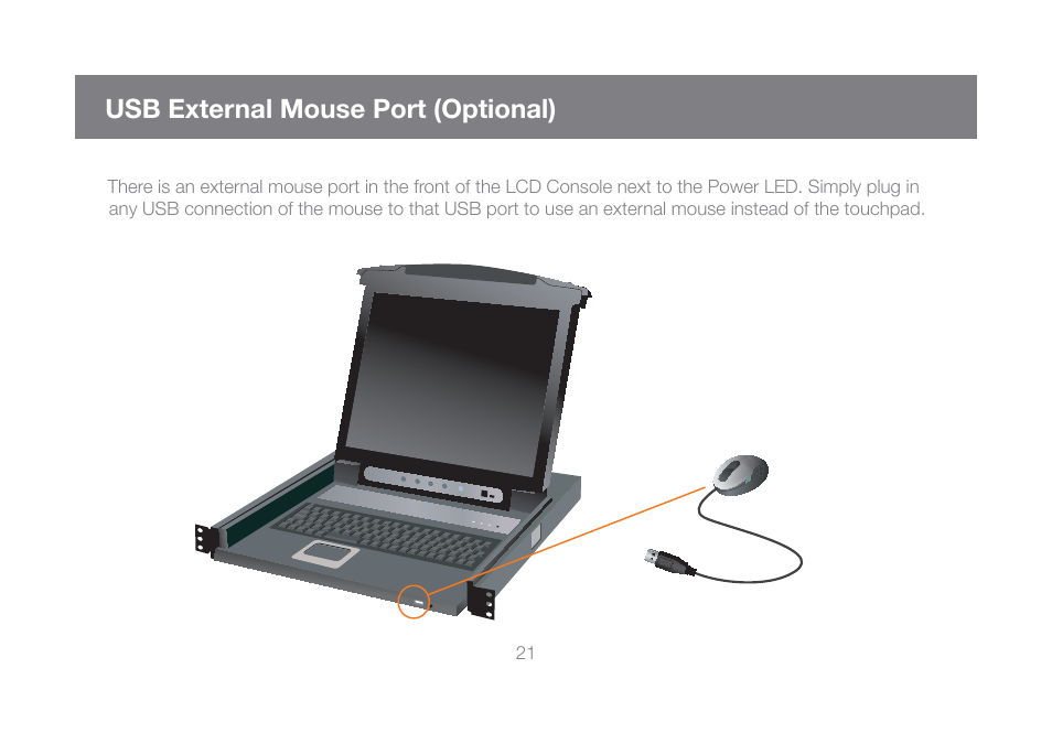 Usb external mouse port (optional) | IOGear GCL1800 User Manual | Page 21 / 44