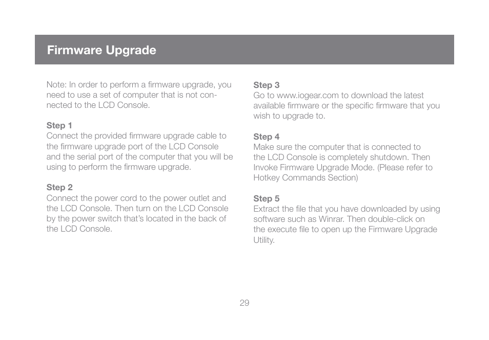 Firmware upgrade | IOGear GCL1800 User Manual | Page 29 / 44