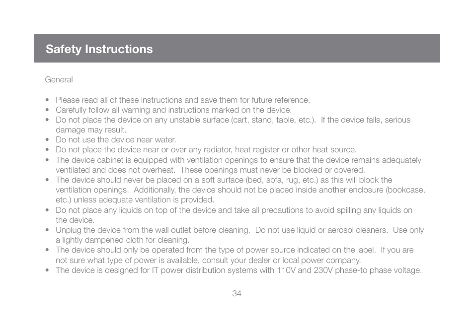 Safety instructions | IOGear GCL1800 User Manual | Page 34 / 44