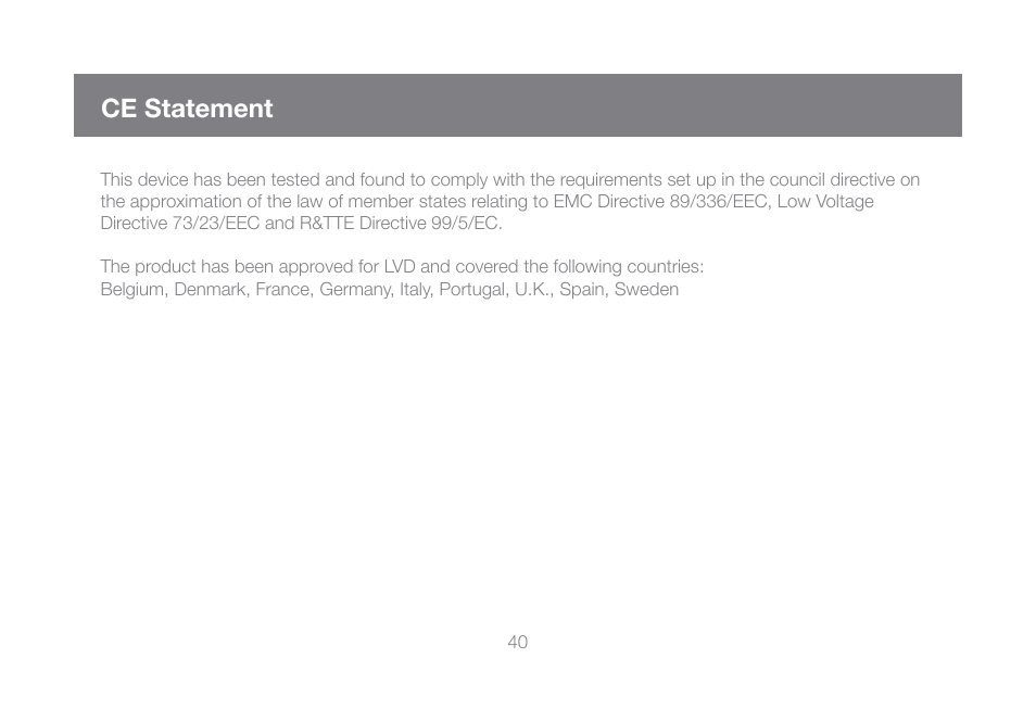Ce statement | IOGear GCL1800 User Manual | Page 40 / 44