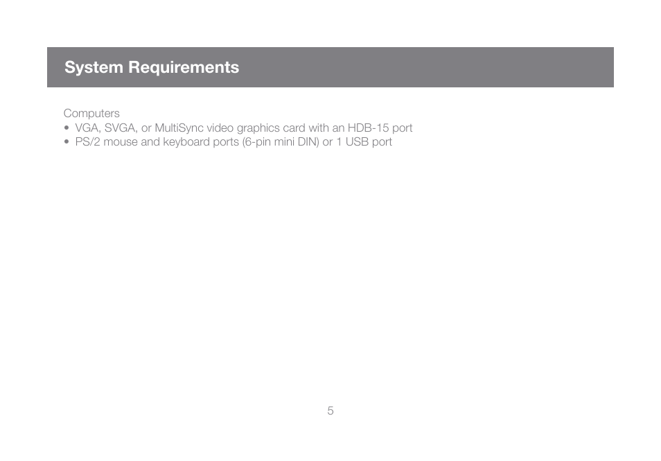 System requirements | IOGear GCL1800 User Manual | Page 5 / 44