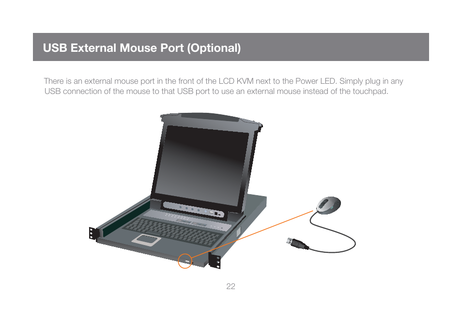 Usb external mouse port (optional) | IOGear GCL1816KITU User Manual | Page 22 / 80