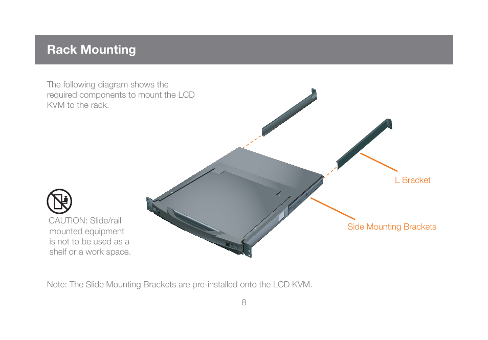 Rack mounting | IOGear GCL1816KITU User Manual | Page 8 / 80