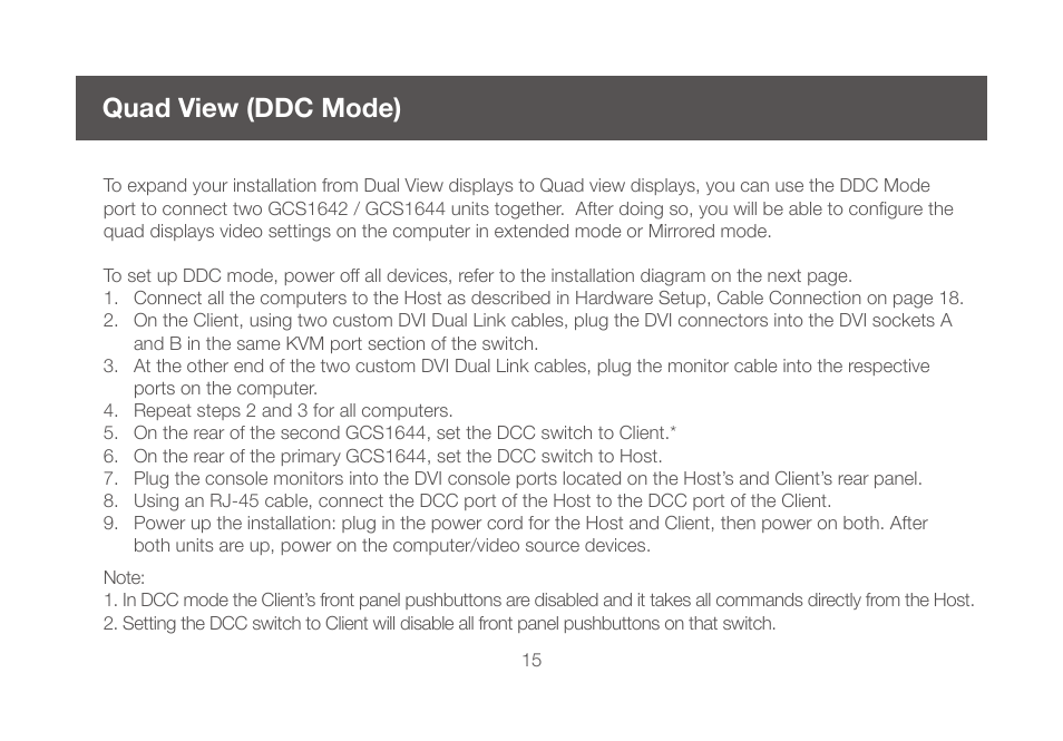 Quad view (ddc mode) | IOGear GCS1644 v2 User Manual | Page 15 / 38