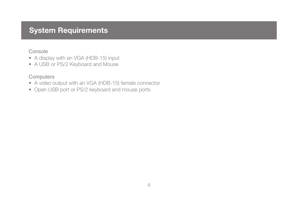 System requirements | IOGear GCS1808KITU User Manual | Page 4 / 68