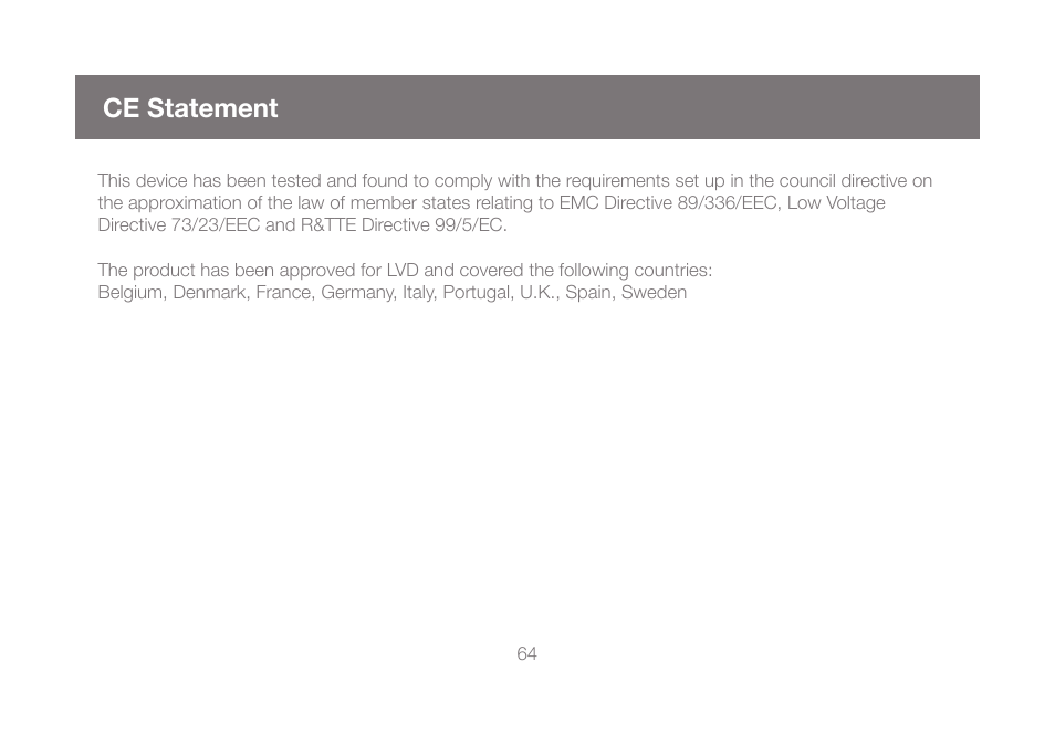 Ce statement | IOGear GCS1808KITU User Manual | Page 64 / 68