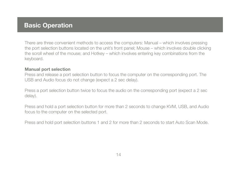Basic operation | IOGear GCS1782G User Manual | Page 14 / 48