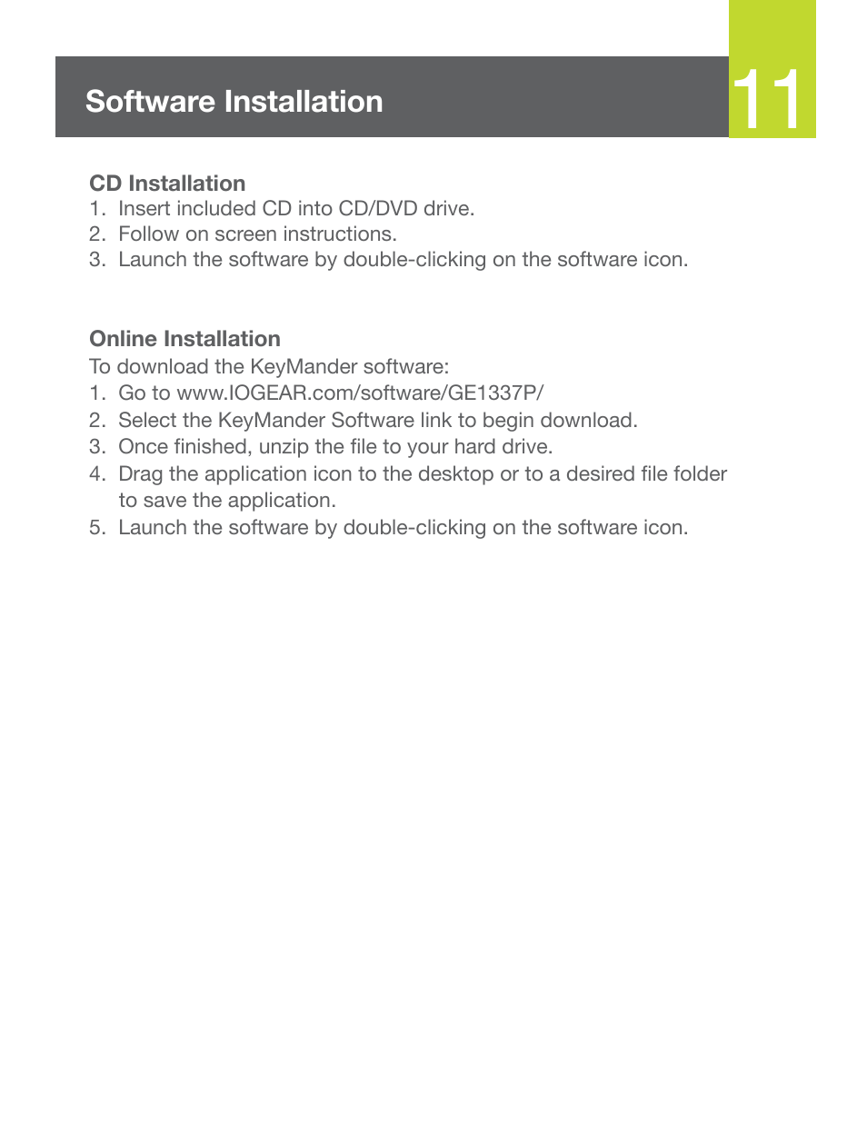 Software installation | IOGear GE1337P Quick Start User Manual | Page 12 / 16