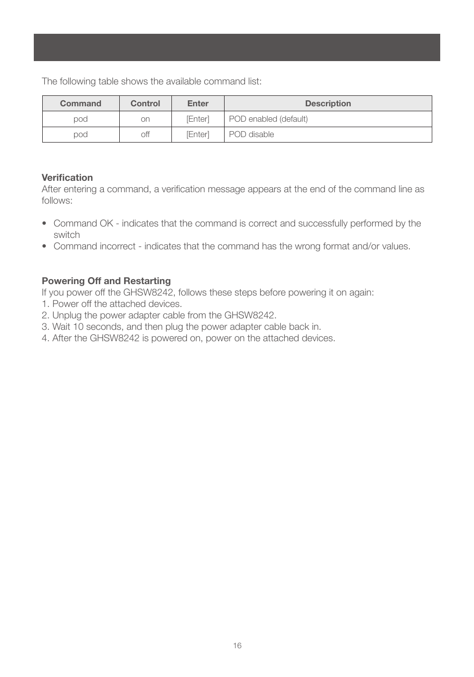 Verification, Powering off and restarting, Verification powering off and restarting | IOGear GHSW8242 Manual User Manual | Page 16 / 28